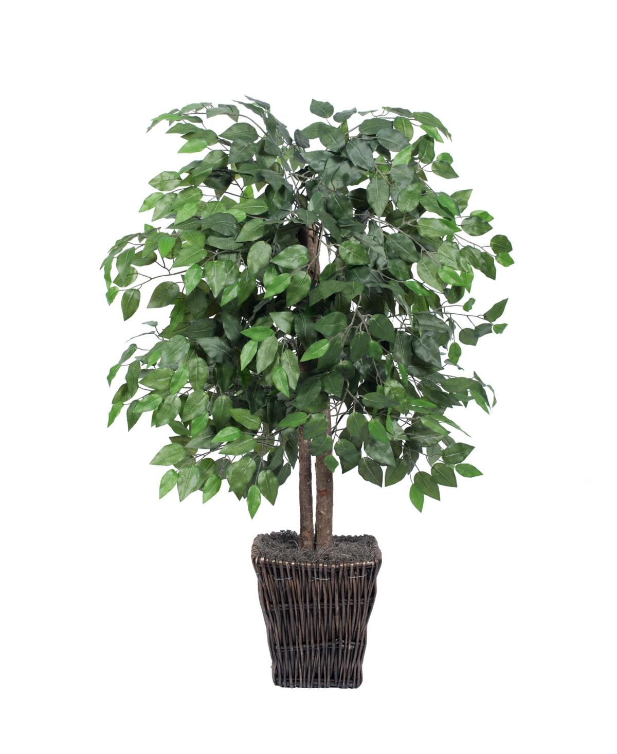 4' Artificial Ficus Bush, Square Willow Basket