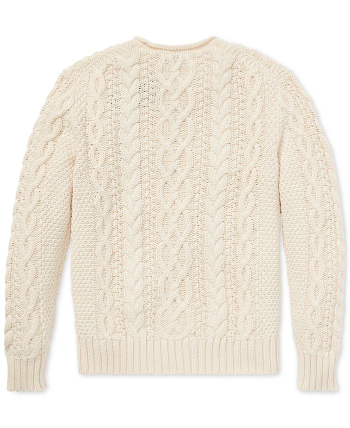 Polo Ralph Lauren Big Boys Aran-Knit Cotton Sweater - Macy's