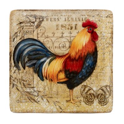 Gilded Rooster Square Platter