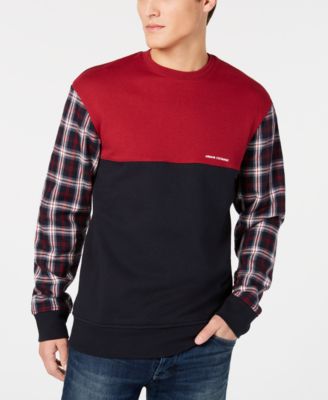 A|X Armani Exchange - Men's Colorblocked Plaid Sleeve Sweatshirt