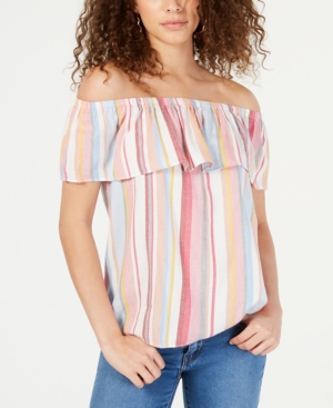 image of Inc Ruffled Rainbow Off-The-Shoulder Top, Created for Macy-s