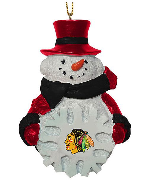 Memory Company Chicago Blackhawks Snowflake Snowman Ornament