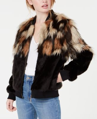 Say What? - Juniors' Mixed Faux-Fur Bomber Jacket