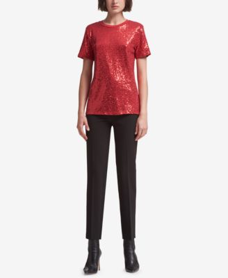 DKNY - Sequin-Embellished Crew-Neck T-Shirt
