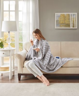 Duke Ribbed Electric Faux-Fur Throw, 50" x 70"