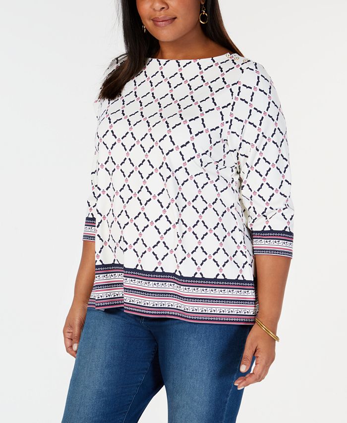 Charter Club Plus Size Printed Top, Created for Macy's - Macy's