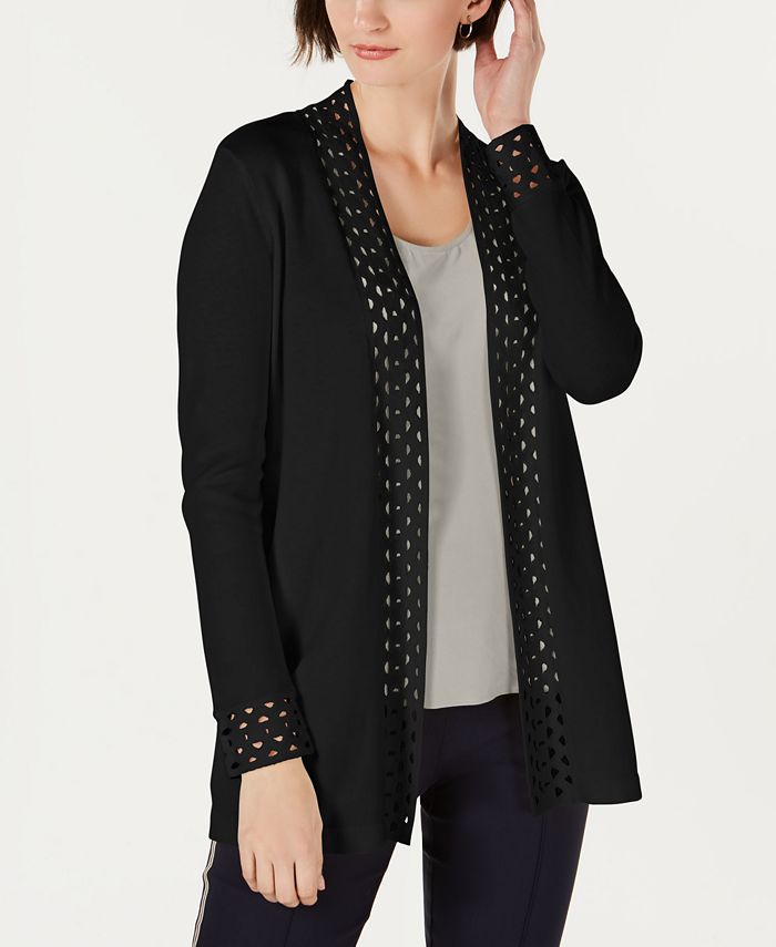 Charter Club Petite Cutout Open-Front Cardigan, Created for Macy's - Macy's