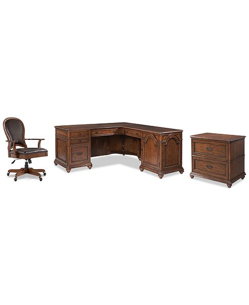Furniture Clinton Hill Cherry Home Office 3 Pc Set L Shaped