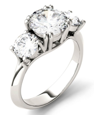 image of Moissanite Round Three Stone Ring (3-1/10 ct. tw.) in 14k White Gold