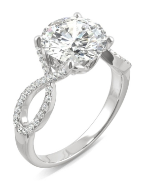 image of Moissanite Round Twisted Shank Ring (2-9/10 ct. tw. Diamond Equivalent) in 14k White Gold