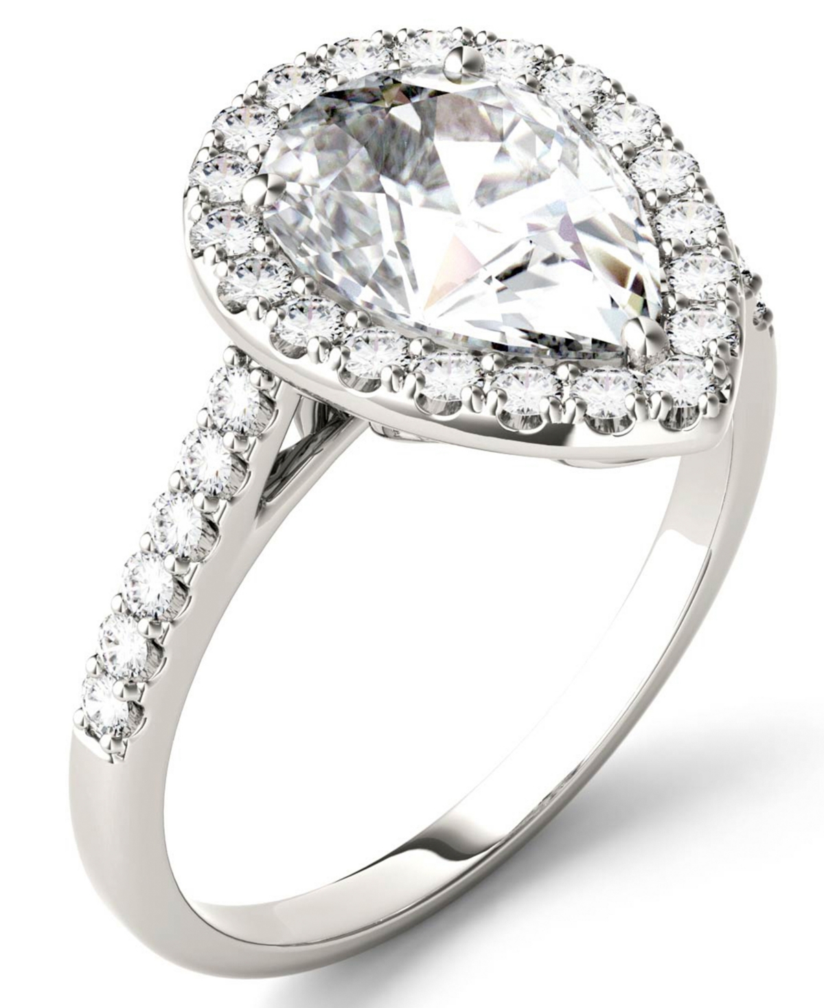 Moissanite Pear Halo Ring (2-5/8 ct. tw. Diamond Equivalent) in 14k White Gold - White Gold