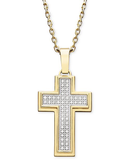 Macy's Men's Diamond Cross Pendant Necklace in Gold IonPlated
