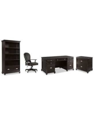 Furniture Clinton Hill Ebony Home Office, 4-Pc. Set (Executive Desk ...