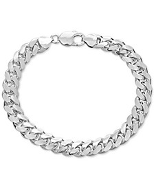 Men's Solid Cuban Link Chain Bracelet in Sterling Silver
