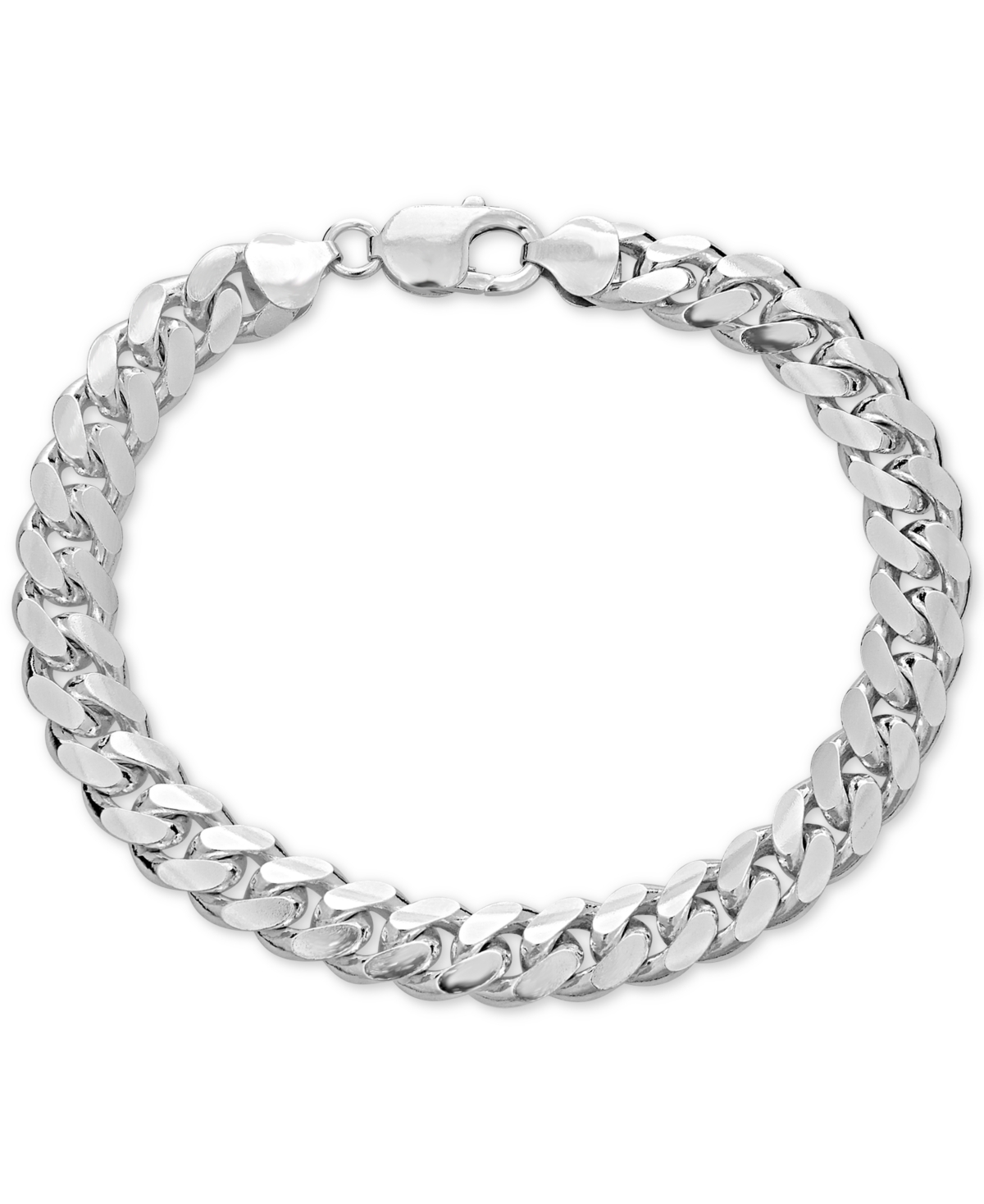 Men's Solid Cuban Link Chain Bracelet in Sterling Silver - Silver