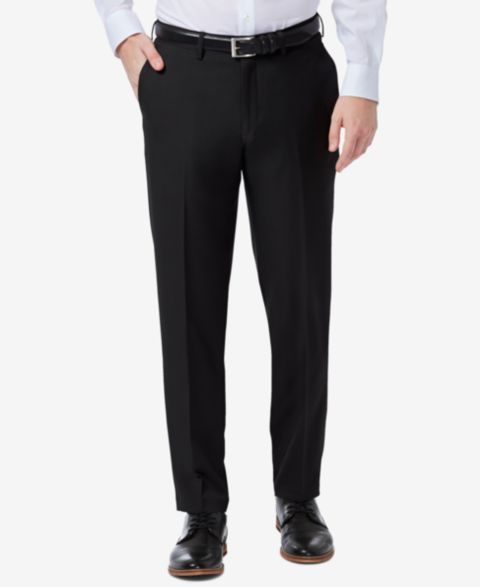 Мужские брюки Haggar Premium Comfort Slim-Fit Performance Stretch Flat-Front Dress Pants, цвет: Чёрный