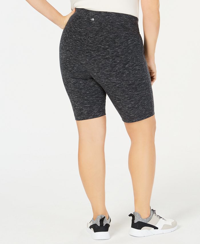 Ideology Plus Size Heathered Compression Cycling Shorts, Created for