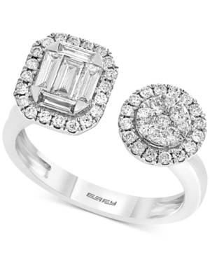 image of Effy Diamond Halo Cluster Cuff Ring (3/4 ct. t.w.) in 14k White Gold