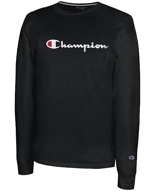 Champion Men S Script Logo Long Sleeve Tshirt Reviews T Shirts