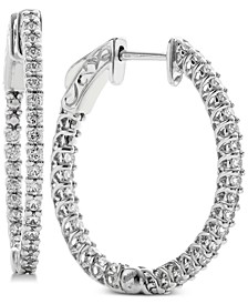 Diamond In & Out Oval Hoop Earrings (1 ct. t.w.) in 14k White Gold