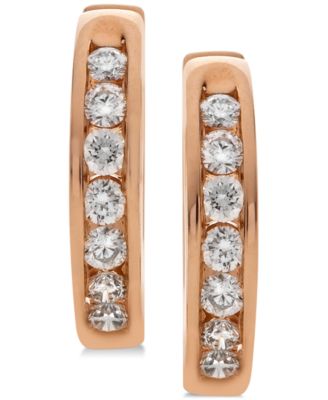 Diamond Huggie Hoop Earrings (1/2 ct. t.w.) in 14k Rose Gold