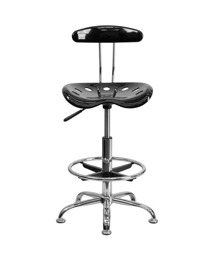 Flash furniture vibrant black and chrome drafting stool with tractor seat clearance