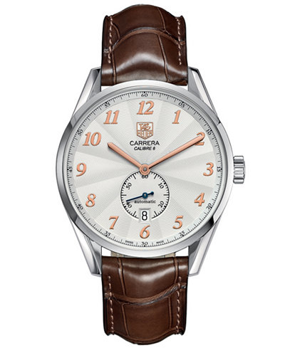 TAG Heuer Men's Swiss Automatic Carrera Calibre 6 Brown Alligator Leather Strap Watch 39mm WAS2112.FC6181