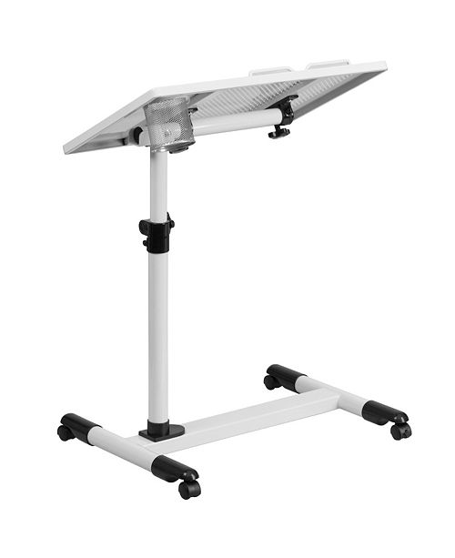 Flash Furniture White Adjustable Height Steel Mobile Computer Desk