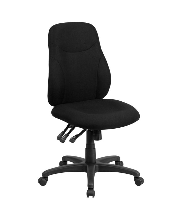 Flash Furniture MidBack Black Fabric Multifunction Ergonomic Swivel