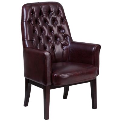 Flash Furniture High Back Traditional Tufted Burgundy Leather Side ...