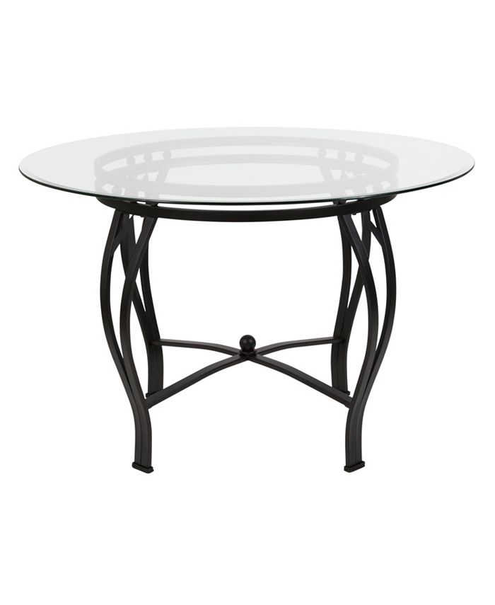 Flash Furniture Syracuse 45'' Round Glass Dining Table With Black Metal