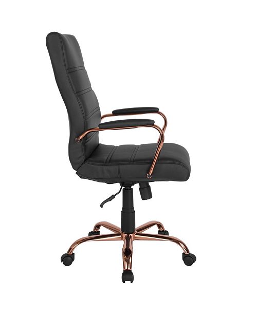 Flash Furniture High Back Black Leather Executive Swivel Chair With Rose Gold Frame And Arms Reviews Furniture Macy S