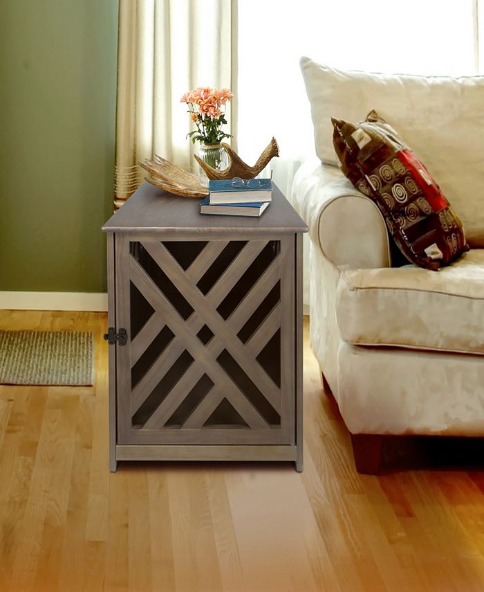 Yu Shan Modern Lattice Wooden Pet Crate End Table Macy's