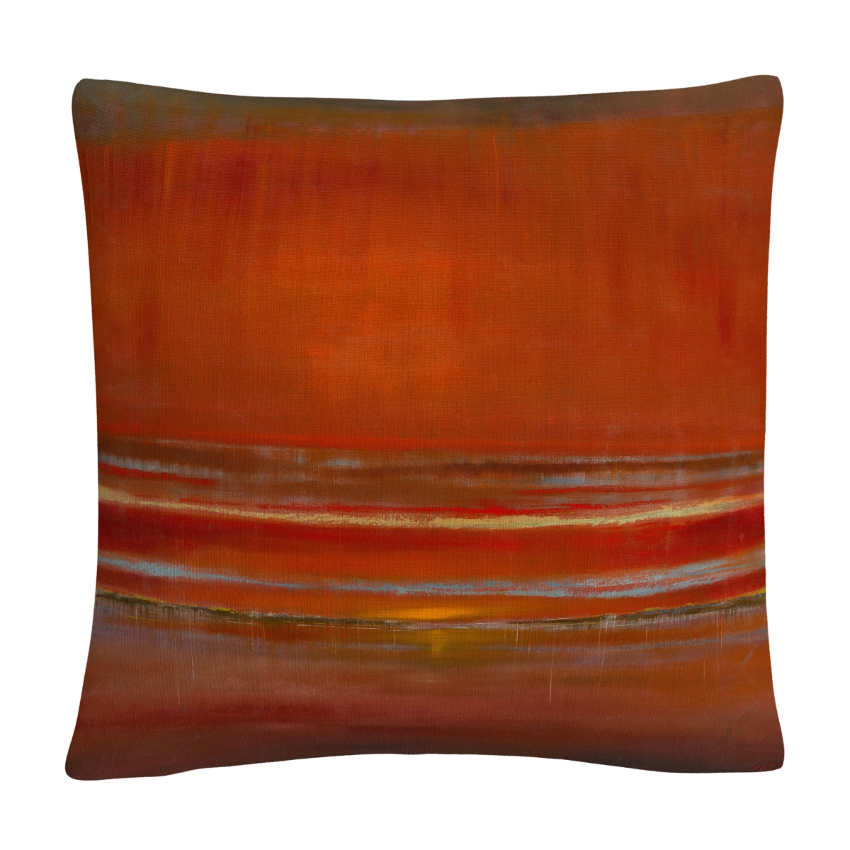 Masters Fine Art Red Horizon Abstract Bold Industrial Decorative Pillow, 16 x 16