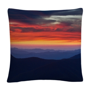Baldwin Pierre Leclerc Mount Mitchell Sunset Red Cloudy Photographic Decorative Pillow, 16" X 16" In Multi