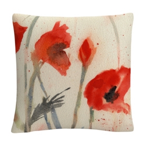 Baldwin Sheila Golden Red Poppy Light Floral Abstract Decorative Pillow, 16" X 16" In Multi
