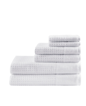Madison Park Spa Waffle Jacquard 600 Gsm Combed Cotton 6-pc. Towel Set Bedding In White
