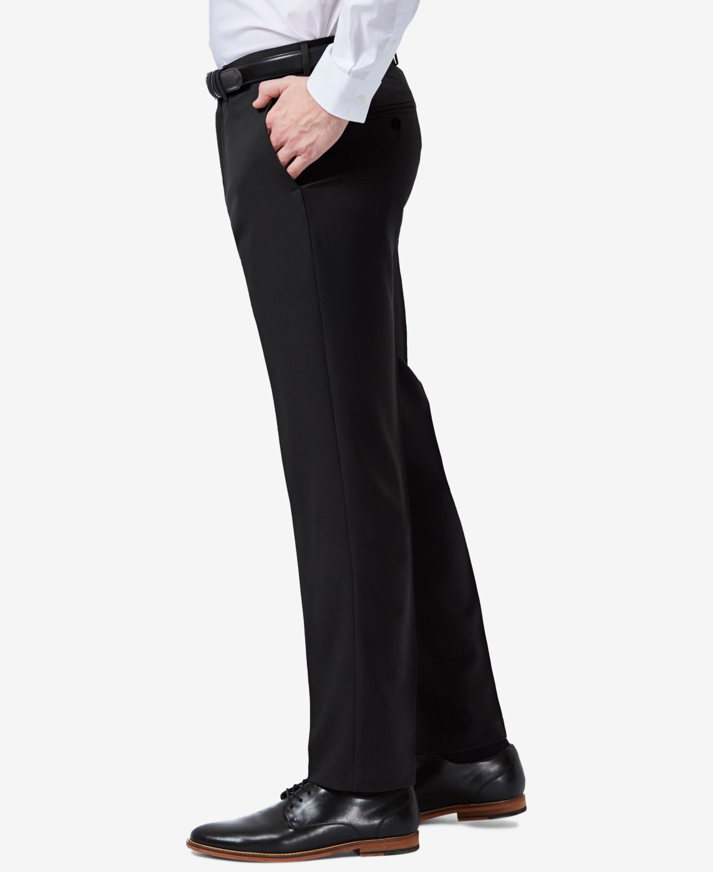Мужские брюки Haggar Premium Comfort Slim-Fit Performance Stretch Flat-Front Dress Pants, цвет: Чёрный — фото 3