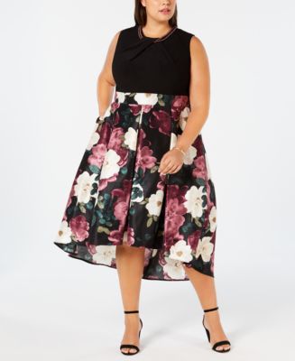 SL Fashions Plus Size Printed-Skirt Fit Flare Dress Macy's
