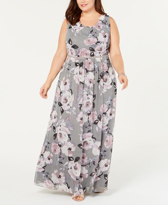 SL Fashions Plus Size Floral Maxi Gown - Macy's