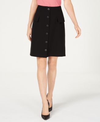 Nine West - Button-Front Faux-Pocket A-Line Skirt