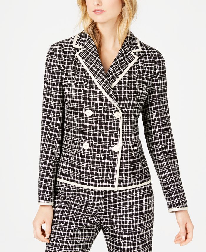 Weekend Max Mara Ocroma Plaid Double-Breasted Blazer - Macy's