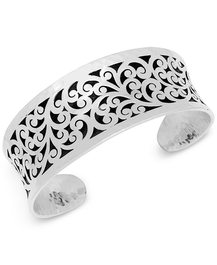 Lois Hill Scroll Concave Cuff Bracelet in Sterling Silver - Macy's