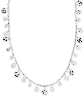 Lois Hill - Filigree Dangle Disc 15" Collar Necklace in Sterling Silver