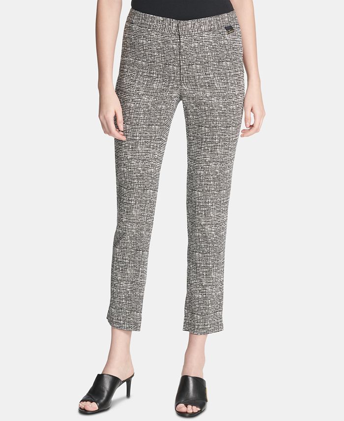 Calvin Klein Grid-Print Cropped Pants - Macy's