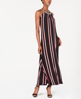 striped halter maxi dress