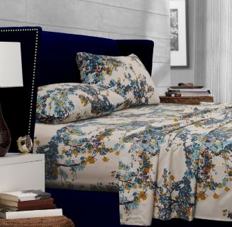 Casablanca 300 Thread Count Floral Printed Extra Deep Pocket King Sheet Set - Macy's