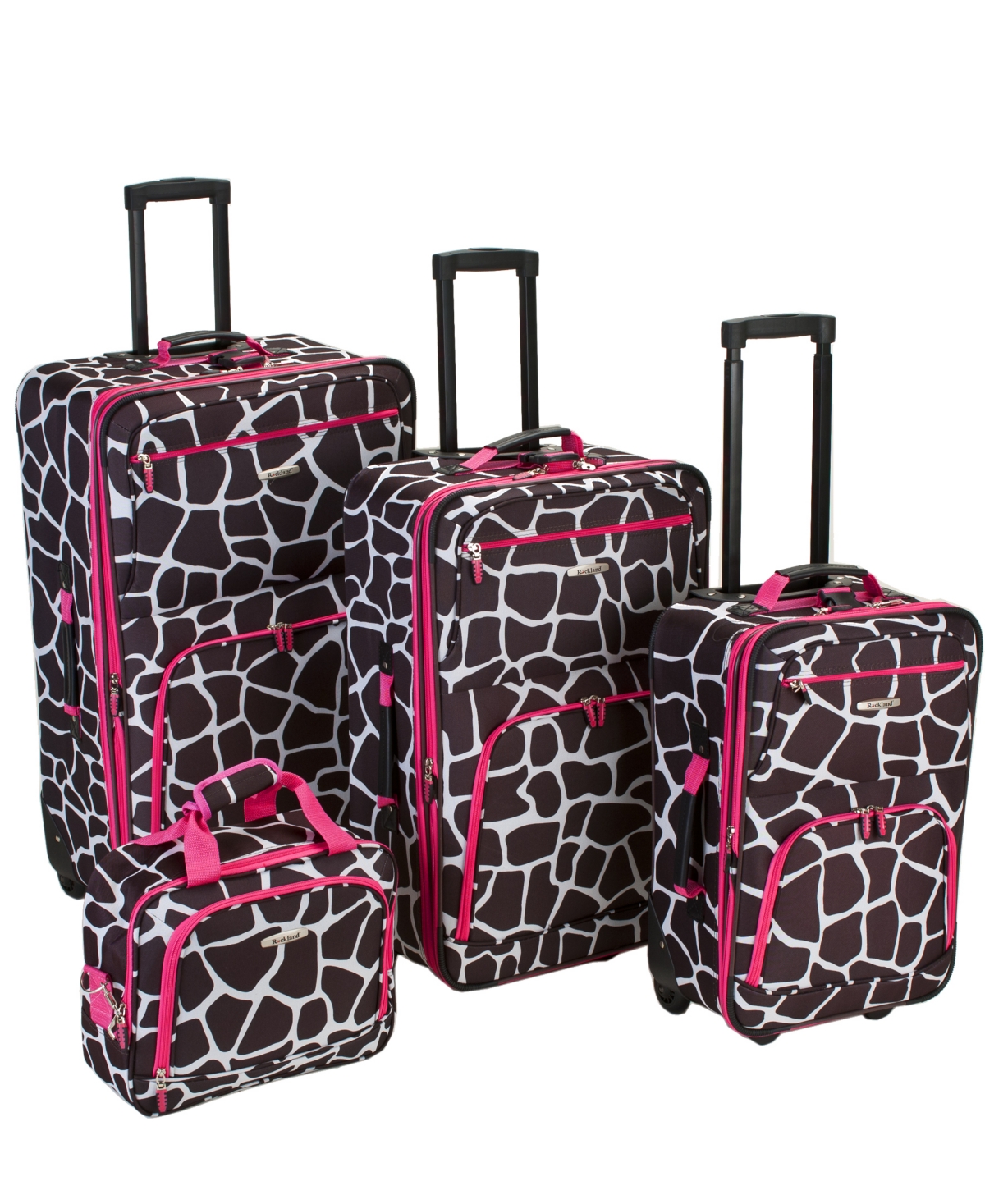 4-Pc. Softside Luggage Set - White Dots on Pink