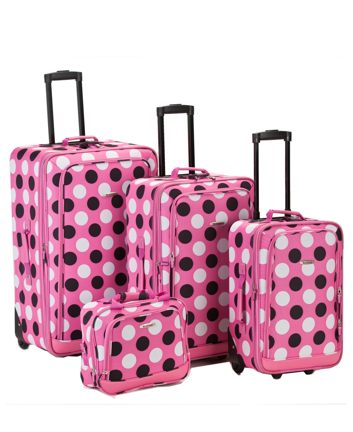 Rockland 4-pc. Softside Luggage Set In Black  White Dots On Pink