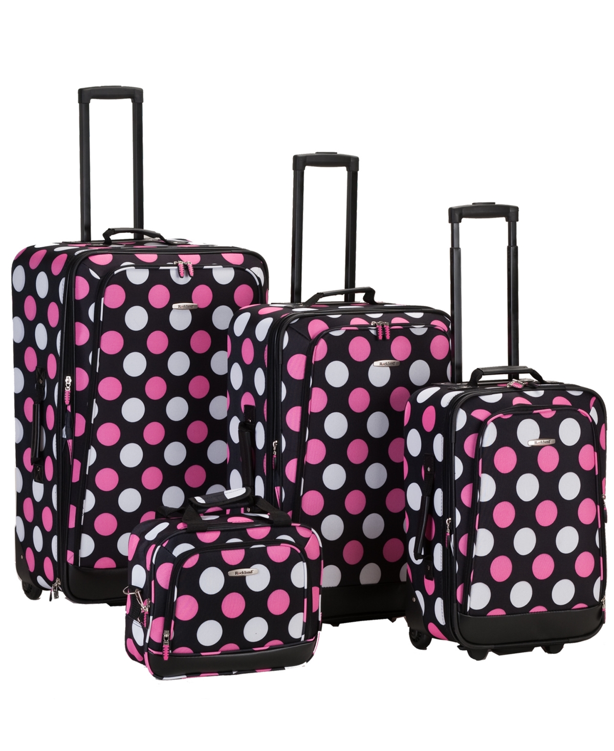 Rockland 4-pc. Softside Luggage Set In Pink  White Dots On Black